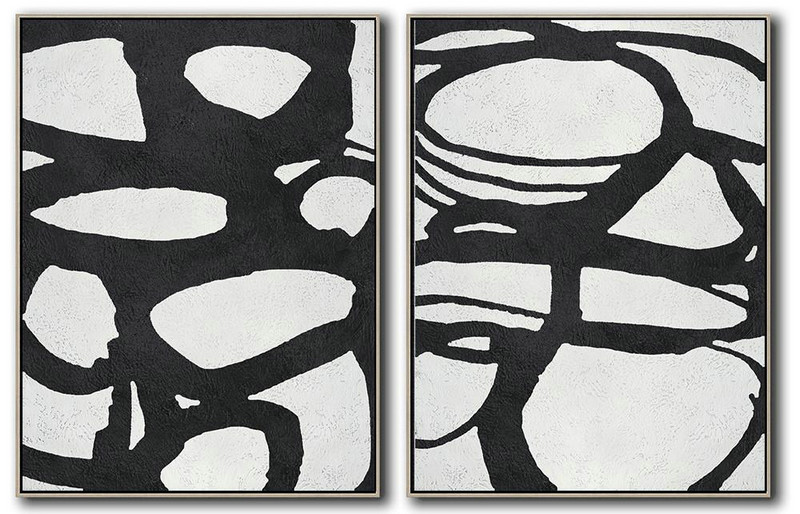 Large Abstract Painting On Canvas,Set Of 2 Minimal Painting On Canvas - Family Wall Decor